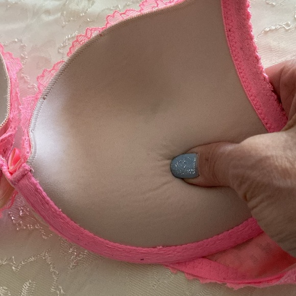 Victoria Secret Dream Angels push up pigeonnant padded PINK LACE bra 34B - Picture 13 of 15